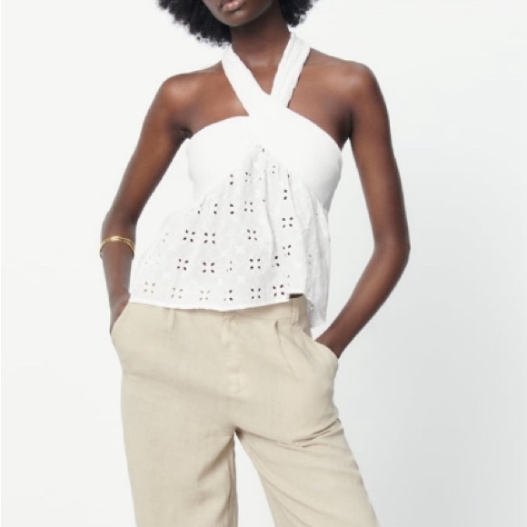 Embroidered Eyelet Ruffle Top - Picture 2 of 5